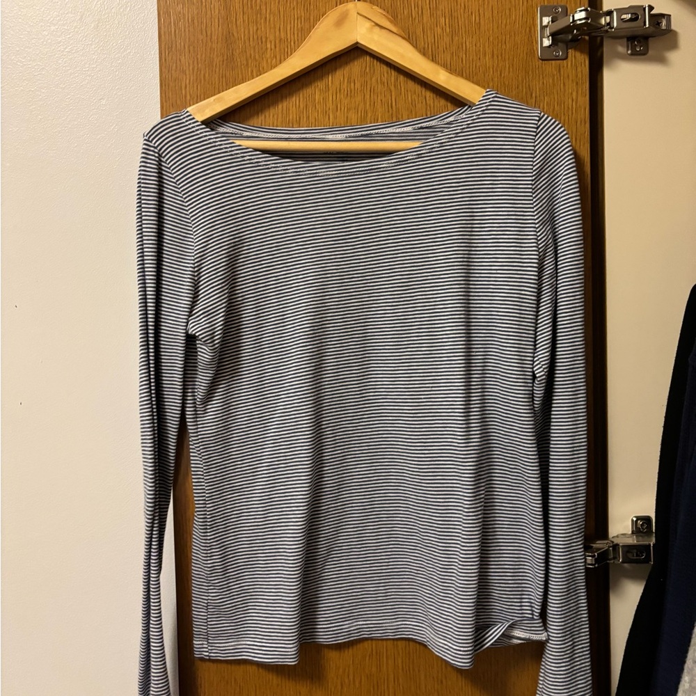 Brandy Melville Navy Striped Boatneck Longsleeve